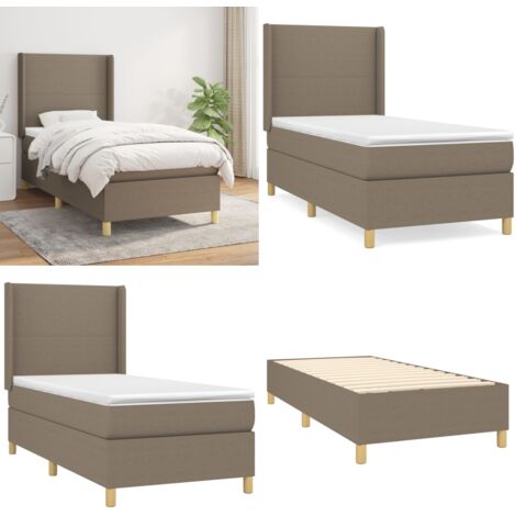 Giroletto a Molle con Materasso Tortora 90x200 cm inTessuto - Materasso a molle - Letto con testiera regolabile