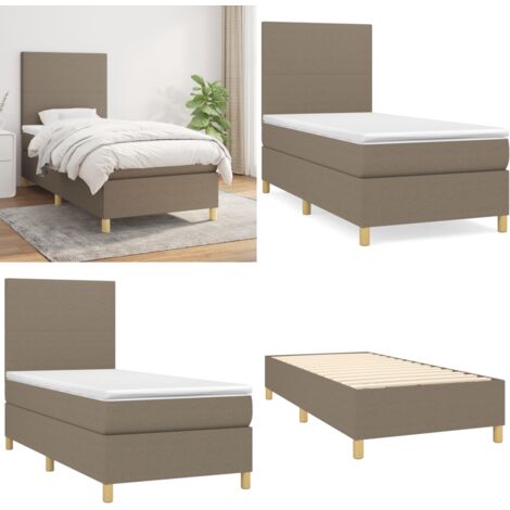 Giroletto a Molle con Materasso Tortora 90x200 cm inTessuto - Materasso a molle - Letto con testiera regolabile