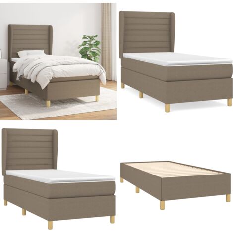 Giroletto a Molle con Materasso Tortora 90x200 cm inTessuto - Materasso a molle - Letto con testiera regolabile