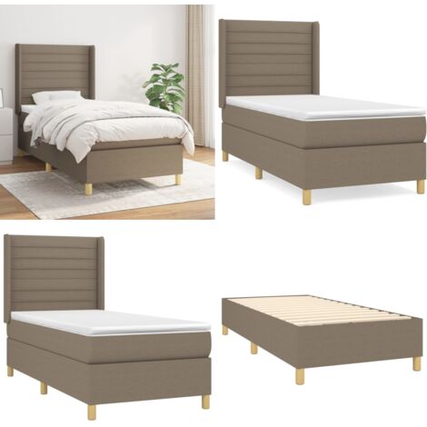 Giroletto a Molle con Materasso Tortora 90x200 cm inTessuto - Materasso a molle - Letto con testiera regolabile