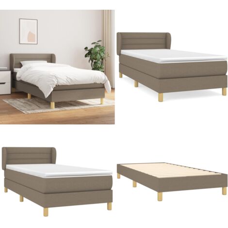 Giroletto a Molle con Materasso Tortora 90x200 cm inTessuto - Materasso a molle - Letto con testiera regolabile