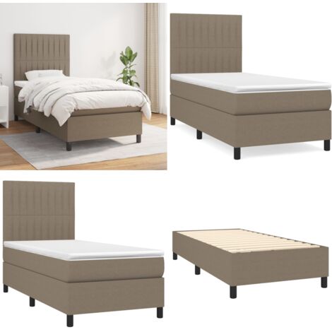Giroletto a Molle con Materasso Tortora 90x200 cm inTessuto - Materasso a molle - Letto con testiera regolabile