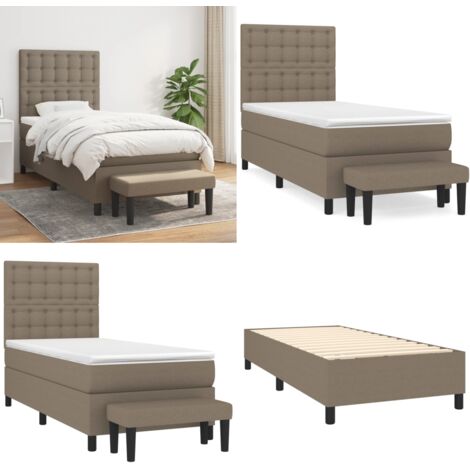 Giroletto a Molle con Materasso Tortora 90x200 cm inTessuto - Materasso a molle - Letto con testiera regolabile