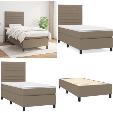 Giroletto a Molle con Materasso Tortora 90x200 cm inTessuto - Materasso a molle - Letto con testiera regolabile