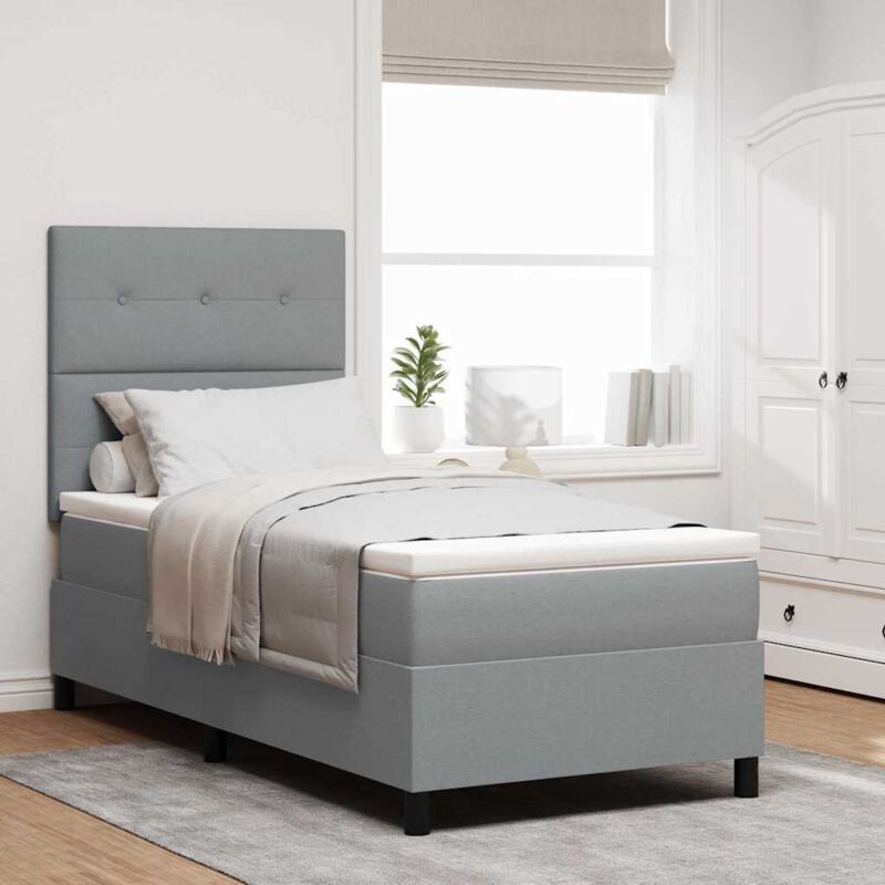 Vidaxl Letto A Molle Con Materasso Grigio Chiaro 80 X 200 Cm Tessuto