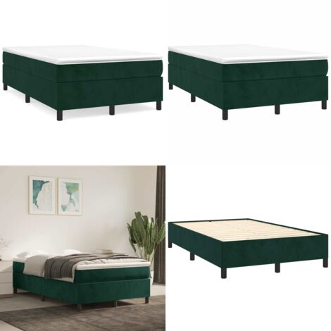 Giroletto a Molle con Materasso Verde Scuro 120x190 cm Velluto - Materasso a molle insacchettate - Letto con materasso