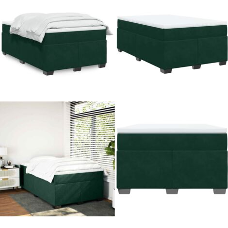 Giroletto a Molle con Materasso Verde Scuro 120x200 cm Velluto - Materasso a molle insacchettate - Velluto