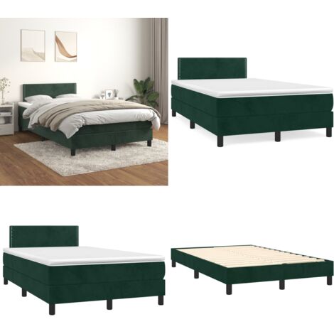 Giroletto a Molle con Materasso Verde Scuro 120x200 cm Velluto - Materasso a molle insacchettato - Letto con testiera regolabile
