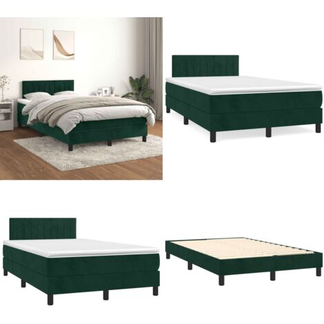 Giroletto a Molle con Materasso Verde Scuro 120x200 cm Velluto - Materasso a molle insacchettato - Letto con testiera regolabile