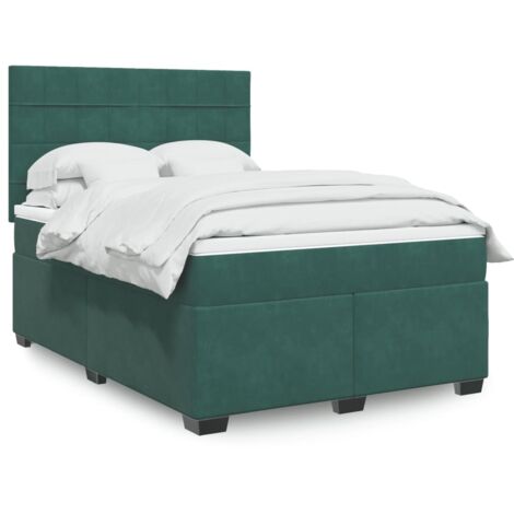 Giroletto a Molle con Materasso Verde Scuro 140x200 cm Velluto vidaXL