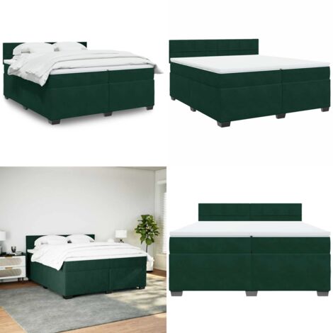 Giroletto a Molle con Materasso Verde Scuro 200x200 cm Velluto - Materasso a molle - Letto a molle