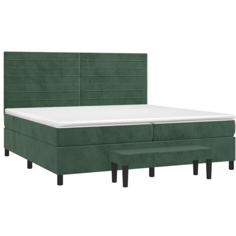 Giroletto a Molle con Materasso Verde Scuro 200x200 cm Velluto vidaXL