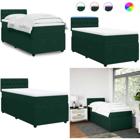 Giroletto a Molle con Materasso Verde Scuro 80x200 cm Velluto - Materasso a molle insacchettate - Letto a molle