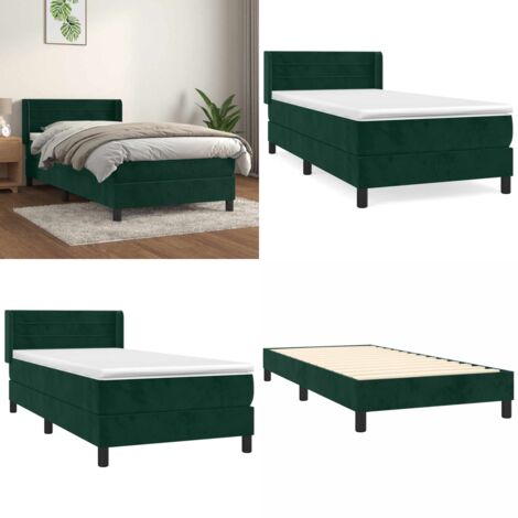 Giroletto a Molle con Materasso Verde Scuro 80x200 cm Velluto - Materasso a molle - Letto con testiera regolabile