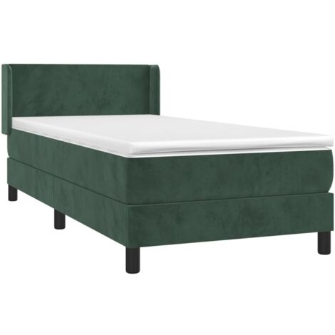 Giroletto a Molle con Materasso Verde Scuro 80x200 cm Velluto vidaXL