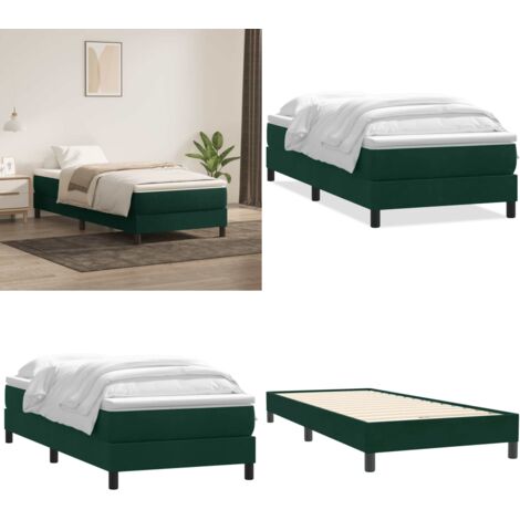 Giroletto a Molle con Materasso Verde Scuro 80x220 cm Velluto - Materasso a molle insacchettate - Letto a molle