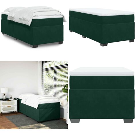 Giroletto a Molle con Materasso Verde Scuro 90x200 cm Velluto - Materasso a molle insacchettate - Velluto