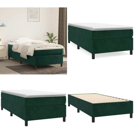 Giroletto a Molle con Materasso Verde Scuro 90x200 cm Velluto - Materasso a molle insacchettato - Letto a molle