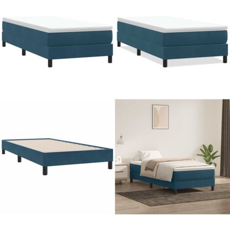 Giroletto a Molle senza Materasso Blu Scuro 100x210 cm Velluto - Letto a molle - Materasso a molle