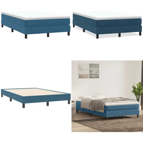 Giroletto a Molle senza Materasso Blu Scuro 120x210 cm Velluto - Materasso a molle - Letto in velluto