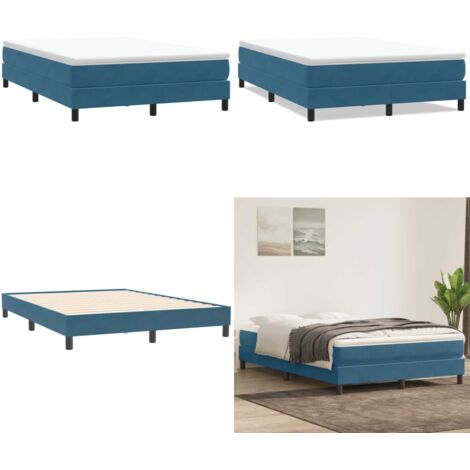 Giroletto a Molle senza Materasso Blu Scuro 160x210 cm Velluto - Letto in velluto - Materasso a molle