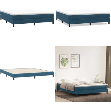 Giroletto a Molle senza Materasso Blu Scuro 180x210 cm Velluto - Letto a molle - Materasso a molle