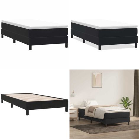 Giroletto a Molle senza Materasso Nero 100x210 cm in Velluto - Letto in velluto - Letto con base a doghe