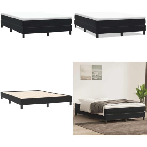Giroletto a Molle senza Materasso Nero 140x210 cm in Velluto - Letto in velluto - Materasso a molle