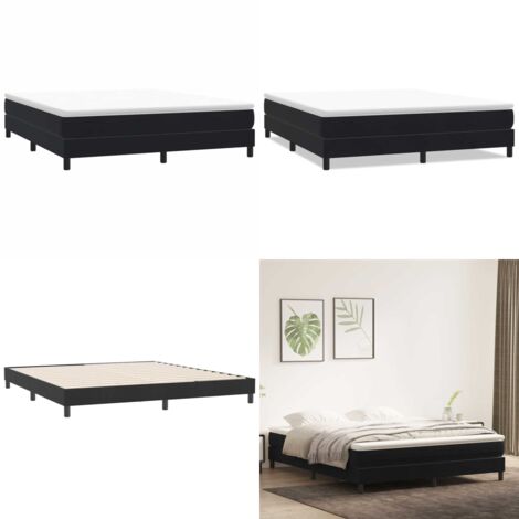 Giroletto a Molle senza Materasso Nero 180x210 cm in Velluto - Letto a molle - Letto in velluto