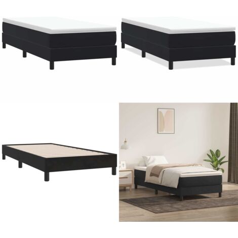 Giroletto a Molle senza Materasso Nero 90x210 cm in Velluto - Letto a molle senza materasso - Letto a molle in velluto