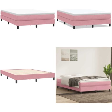 Giroletto a Molle senza Materasso Rosa 140x210 cm in Velluto - Letto a molle - Materasso a molle