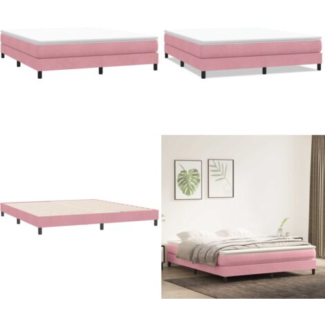 Giroletto a Molle senza Materasso Rosa 180x210 cm in Velluto - Letto rosa - Materasso a molle