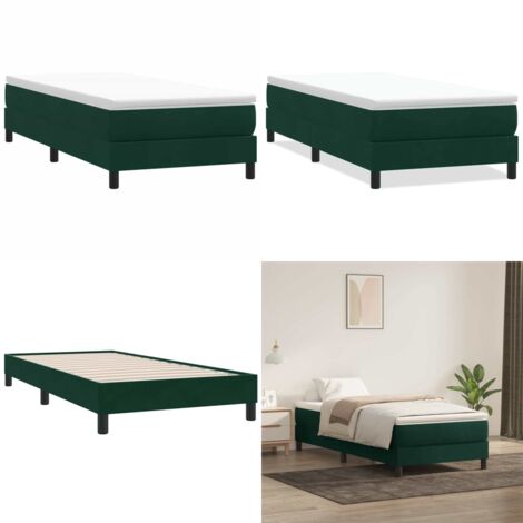 Giroletto a Molle senza Materasso Verde Scuro 100x210cm Velluto - Materasso a molle - Letto con base a doghe