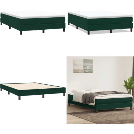 Giroletto a Molle senza Materasso Verde Scuro 160x210cm Velluto - Letto a molle - Materasso a molle