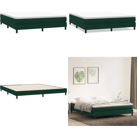 Giroletto a Molle senza Materasso Verde Scuro 180x210cm Velluto - Letto a molle - Materasso a molle