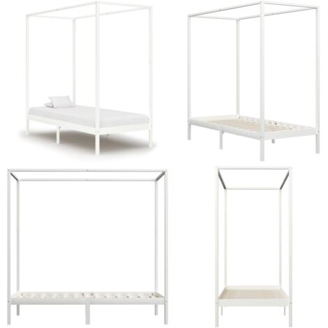 Giroletto Baldacchino senza Materasso 100x200 cm Legno Bianco - Letto in legno - Giroletto in legno