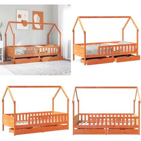 Giroletto Bambini con Cassetti 80x200 cm Legno Massello di Pino - Letto a casa - Letto per bambini