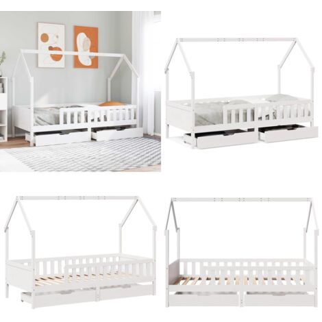 Giroletto Bambini con Cassetti 80x200 cm Legno Massello di Pino - Letto a casa - Letto per bambini