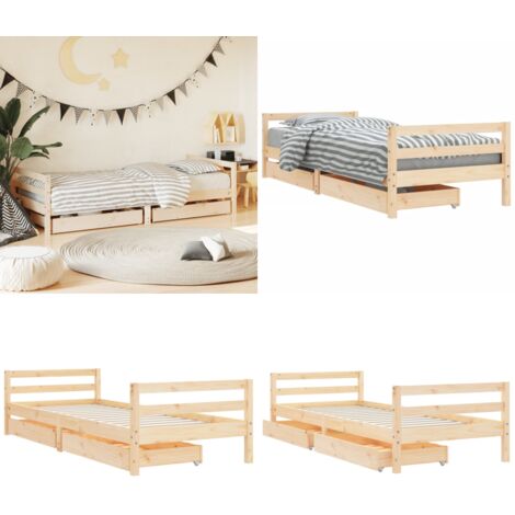 Giroletto Bambini con Cassetti 80x200 cm Legno Massello di Pino - Letto bambini - Letto per bambini
