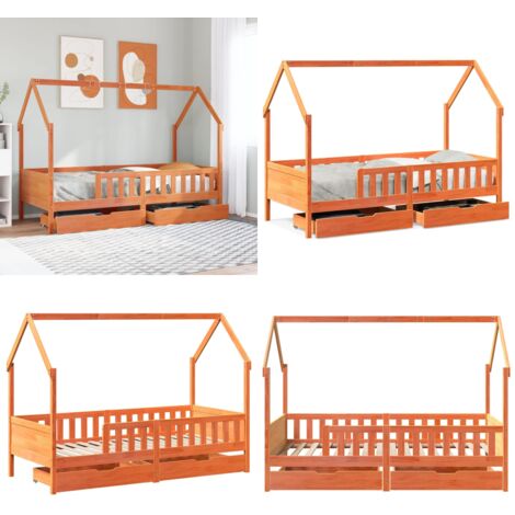 Giroletto Bambini con Cassetti 90x200 cm Legno Massello di Pino - Letto per bambini - Letto a casa