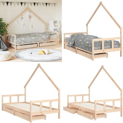 Giroletto Bambini con Cassetti 90x200 cm Legno Massello di Pino - Letto per bambini - Letto a casetta