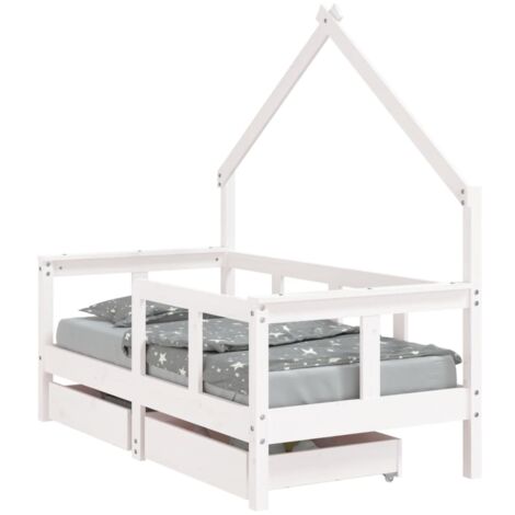 Giroletto Bambini con Cassetti Bianco 70x140cm Massello di Pino vidaXL