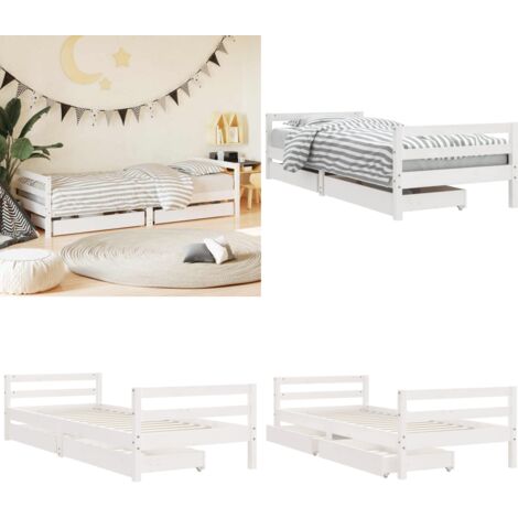 Giroletto Bambini con Cassetti Bianco 80x200cm Massello di Pino - Letto per bambini - Letto in legno
