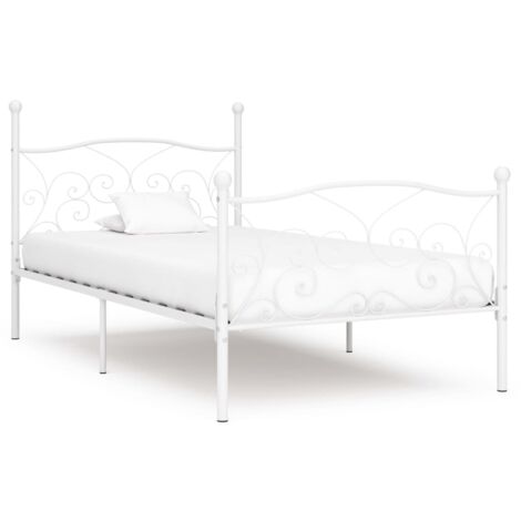 Giroletto Base con Doghe Bianco in Metallo 100x200 cm vidaXL