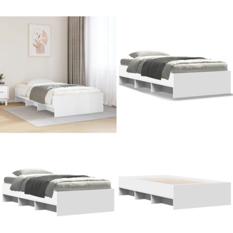 Giroletto Bianco 100x200 cm in Legno Massello - Letto con base a doghe - Materasso per letto