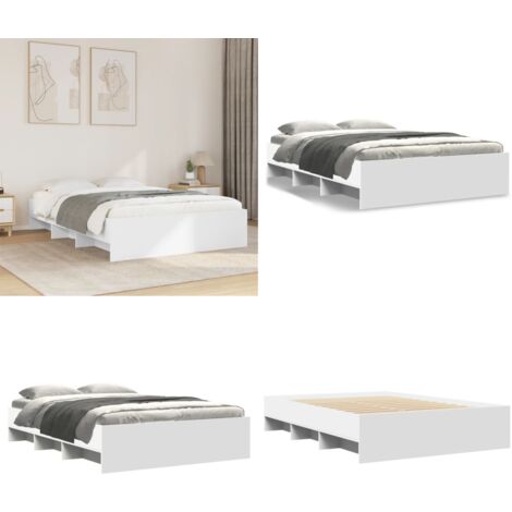 Giroletto Bianco 120x200 cm in Legno Multistrato - Letto con base a doghe - Letto con vani