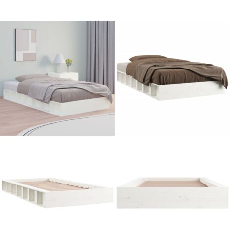Giroletto Bianco 140x190 cm in Legno Massello - Letto in legno - Letto con telaio in legno