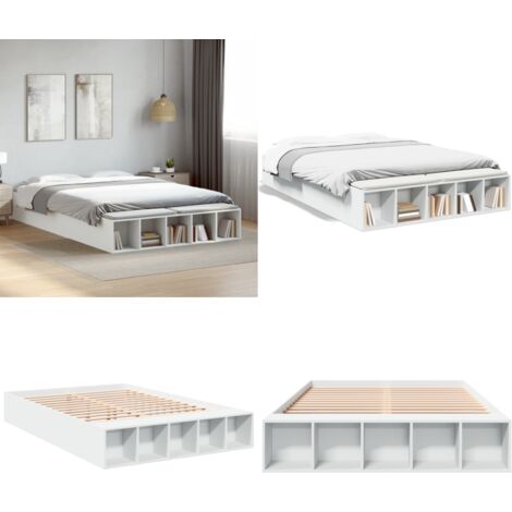 Giroletto Bianco 150x200 cm in Legno Multistrato - Letto in legno - Letto con scomparti