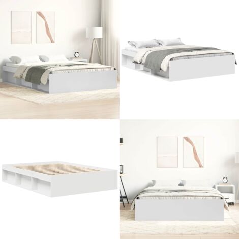 Giroletto Bianco 150x200 cm King Size - Letto con scomparti - Letto in legno