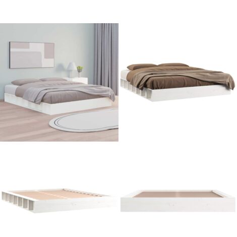 Giroletto Bianco 160x200 cm in Legno Massello - Letto in legno - Letto con doghe